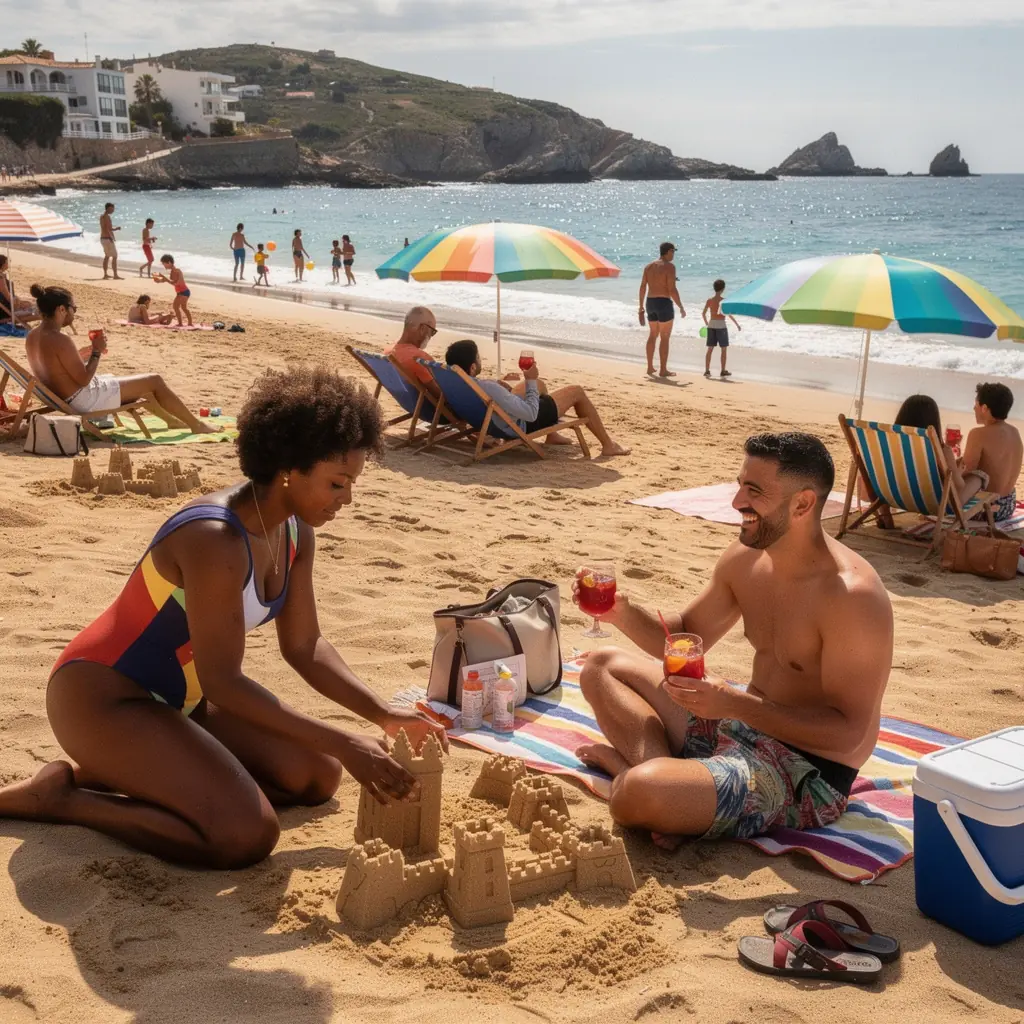 Fotografía de una parada en un pueblo pintoresco con arquitectura tradicional española.